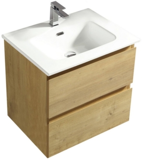 Alpenberger Badmöbel-Set - Badschrank Badezimmerschrank, (Waschbecken mit Überlauf, 2 Waschbeckenunterschrank Schubladen), Waschtisch mit Unterschrank 60 cm Breit