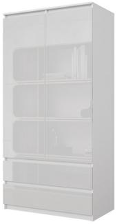 Furnica Kleiderschrank Joelle Weiß Matt, 2 Türen und 2 Schubladen H180cm B90cm T50cm