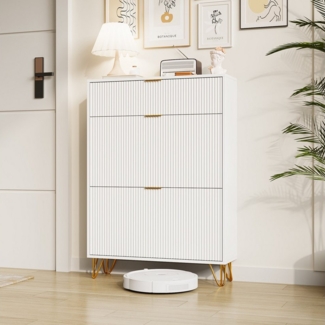 Furnishings Home Schuhschrank Schuhregal Schuhkommode Trennwand verstellbar Kippsicherung (1-St) Platzsparend, Für verschiedene Schuhtypen geeignet 118,5 x 24 x 80 cm