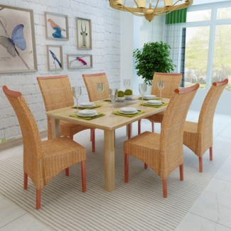 vidaXL Esszimmerstühle 6 Stk. Natur Rattan Braun 274203