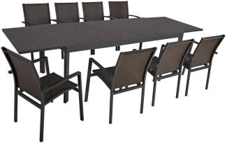 9tlg. Alu Tischgruppe NEREA Set Garten Sitzgruppe Outdoor Schwarz Metall Möbel