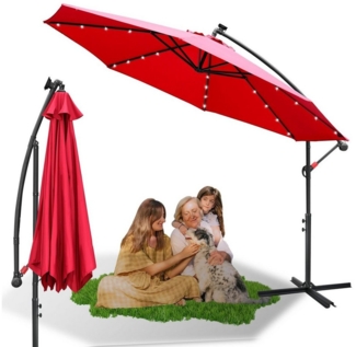 Clanmacy Sonnenschirm Sonnenschirm 300/350cm Terrassen Balkonschirm Gartenschirm LED Solar, Aluminium/Polyester