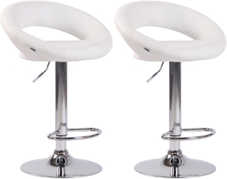 CLP 2er Set Barhocker Olinda Kunstleder höhenverstellbar und drehbar,weiß chrom