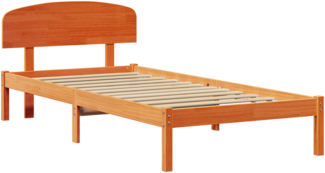 vidaXL Bettgestell mit Kopfteil Wachs Braun 80x200 cm Massivholz Kiefer 872085