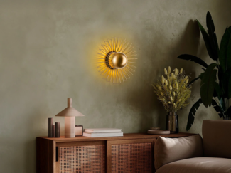 Vente-unique - Wandlampe aus Drahtmetall - Goldfarben - T. 18 x Ø 45 cm - ZYMA