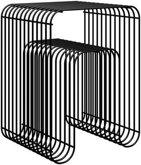 skølm 'Vali' Beistelltisch aus Metall, schwarz, Regal mit offenem Gitterdesign, als Hocker nutzbar, vormontiert, 39x34x49 cm