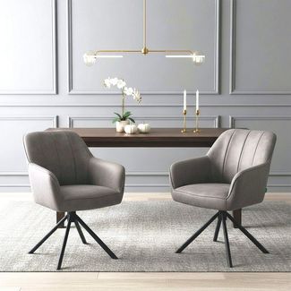 DUBI Möbel Polsterstuhl Mika-Piet, Federkern, pulverbeschichtet, 360° drehbar im 2er-Set