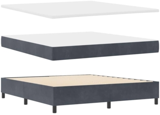 vidaXL Boxspringbett mit Matratze Dunkelgrau 180 x 200 cm Samt 3344595