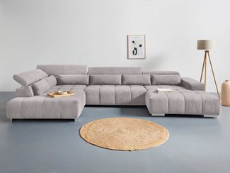 COTTA Wohnlandschaft Orion U-Form, mit Kopfteilverstellung und Zierkissen
