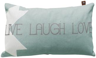 Overseas Kissen 'Live Laugh Love', 60% Polyester, 40% Baumwolle, in Ice, 30 x 50 cm