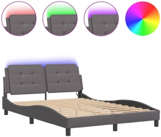vidaXL Bettgestell mit LED ohne Matratze "Zadar" Grau 120x200 cm Kunstleder 3214099