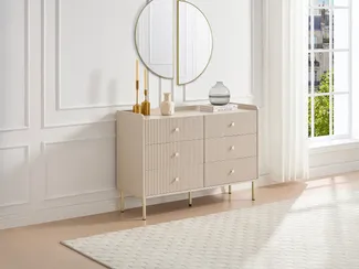 Vente-unique - LUNAOR Kommode Holz, Platte Beige - B 40 cm x H 82 cm x L 120 cm