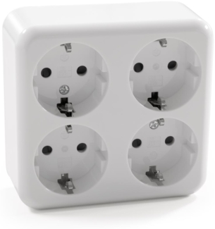 Schutzkontakt-Steckdose 4-fach McPower ''Finery'', 250V/16A,AP,Einsteckschutz,weiß