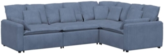 vidaXL Modulares Sofa mit Kissen Cordstoff Blau 3321170