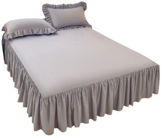 Kaket Bettwäsche Bettrock mit Rüschen, elastisches Bettlaken mit Plattform, 1 teilig, Bettumrandung mit elastischem Band für Betten