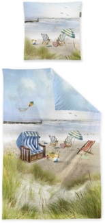 Irisette Mako Satin Bettwäsche Wave 8699-90 Strandkorb Dünen 135x200