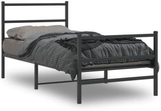 vidaXL Bettgestell mit Kopf- und Fußteil Metall Schwarz 90x190 cm 355375