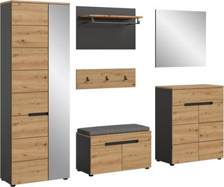 Garderobenkombination inkl. Sitzkissen (B/H/T: 255x190x37 cm) in Artisan Nachbildung