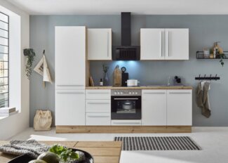 KOCHSTATION Küchenzeile KS-Florida mit 38mm starker Arbeitsplatte, Breite 270 cm, wahlweise mit E-Geräten, Soft-Close-Funktion