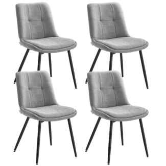 VASAGLE Esszimmerstuhl 4er Set, Küchenstuhl, Polsterstuhl, Chenille, Stuhl, bis 120 kg belastbar, Doppelkissen, Metallbeine, modern, für Esszimmer, Küche, taubengrau KDCDE151G14