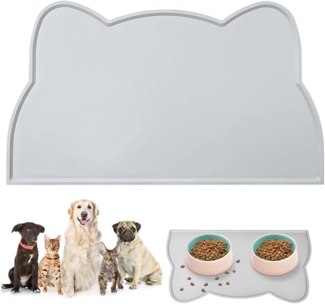 Silikon-Futtermatte für Hunde und Katzen, rutschfeste Futtermatte für Hunde, wasserdichte Matte für Futter- und Wasserflaschen, geeignet für Haustiere wie Hunde, Katzen und Kaninchen (grau).