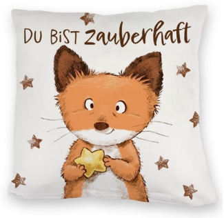 speecheese Dekokissen Fuchs Kuschelkissen mit Spruch Du bist zauberhaft