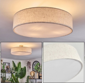 hofstein Deckenleuchte Deckenlampe aus Metall/Kunstleinen/Kunststoff in Nickel-matt/Natur, ohne Leuchtmittel, (50cm), E27