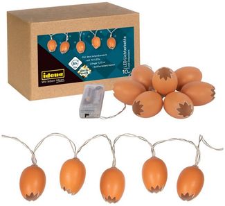 Idena 31245 - LED Lichterkette für Ostern, mit 10 LEDs in Warmweiß, beleuchtete Ostereier, mit 6 Stunden Timer Funktion, batteriebetrieben, ca. 1,2 m lang, Deko für Innen, Osterdeko, Frühlingsdeko