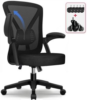 Lexzurn Bürostuhl Bürostuhl ergonomisch, Chefsessel Drehstuhl mit Lendenwirbelstütze (Computerstuhl Home Office Chair), Höhenverstellbarer Netzstuhl mit Klappbare Armlehnen