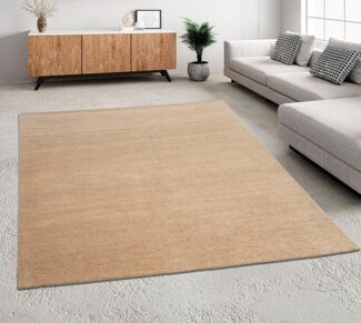THEKO Wollteppich Gabbeh Uni, Handweb Teppich, meliert, reine Wolle, handgewebt, rechteckig, Höhe: 14 mm, Schlafzimmer, Wohnzimmer, Esszimmer, auch als Läufer oder rund
