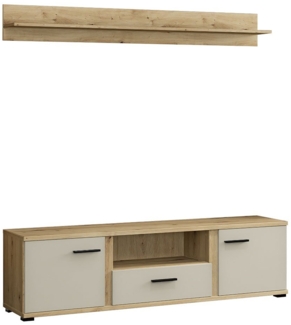 Lowboard / Wandboard Kane / Kanada, Holzwerkstoff, Beige, Holzfarben, 160 x 45 x 40 cm