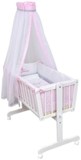 Baby-Delux Stubenbett Babywiege Komplettset, Schaukelwiege Weiß 90x40 cm Komplett Bettset Wiegenset