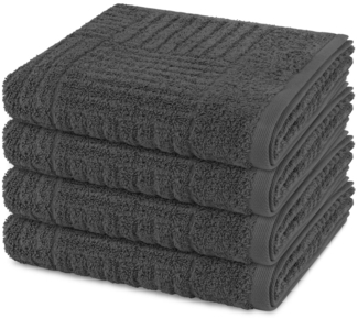 Ross Carre 4 tlg. Frottier-Set - 4 X Handtuch (50 X 100cm) - 520 - Anthrazit