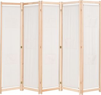 5-tlg. Paravent Raumteiler Creme 200 x 170 x 4 cm Stoff