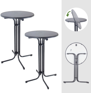 2x Stehtisch klappbar Ø 70 cm Höhe 110 cm Stahl Gastrotisch Partytisch Bistrotisch Gartentisch