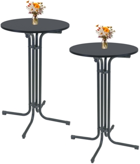 2x Stehtisch klappbar Ø 70 cm Höhe 110 cm Stahl Gastrotisch Partytisch Bistrotisch in Anthrazit