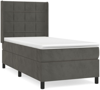 vidaXL Boxspringbett mit Matratze Dunkelgrau 100x200 cm Samt 3132664