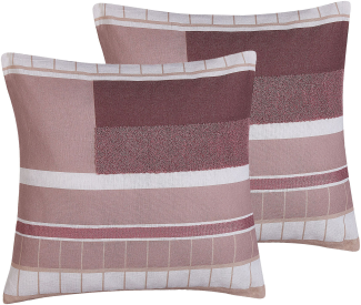 Kissen 2er Set ERINUS Bouclé 45 x 45 cm Geometrisches Muster Bunt