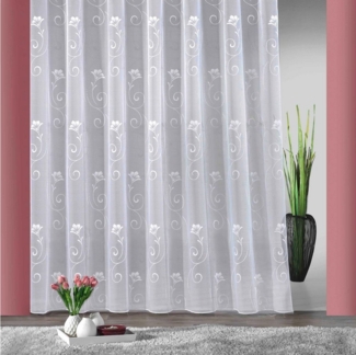 Weckbrodt Gardine Lilly, Smokband (1 St), halbtransparent, Jacquard, Jacquard, strukturiert, Allover,Motiv,floral,Bleiband, nach Maß, Store