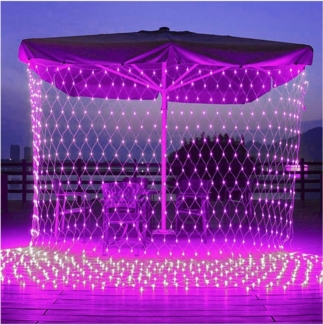 Sunicol LED-Lichterkette Wasserdicht LED Lichternetz Weihnachtsdeko, 8 Modi, für Hochzeit, Büsche Garten, Balkon, 1.5X1.5M/2X2M/3X2M/6x4M