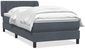 vidaXL Boxspringbett mit Matratze Dunkelgrau 90x220 cm Samt 3317722