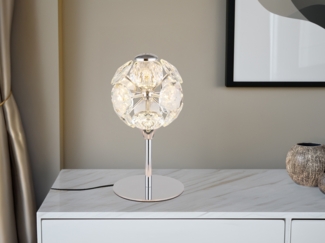 LED Tischleuchte, Metall, K9 Kristalle, H 26,5 cm