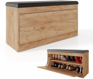 Platan Room Schuhschrank Schuhregal mit Sitzkissen, Schuhkommode, Schuhbank 100 cm Kaschmir