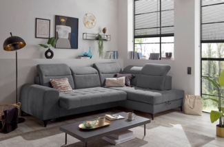 ED EXCITING DESIGN Ecksofa Rockdale L-Form mit Bettfunktion, Bettkasten, Kopfteilverstellung, Sitztiefenverstellung & USB-Port