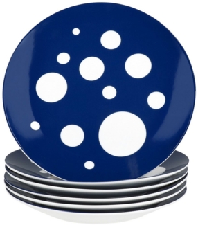 MamboCat Frühstücksteller 6er Set Pula blau Kuchenteller Porzellan 6 Pers Dessert-Teller Punkte