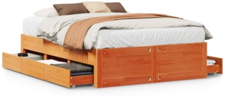 vidaXL Massivholzbett ohne Matratze mit Schubladen Braun 160x200 cm 3308800