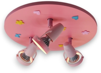 Coole Deckenlampe Natur Motive für Kinderzimmer 3 flammig schwenkbar Rosa Ø 35cm