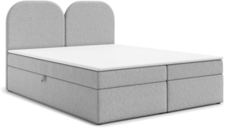 AX LIVING Migwell Boxspringbett 200x200 Hellgrau Bettkasten Kopfteil