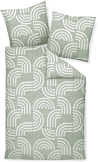 Janine Feinbiber Bettwäsche 155 x 200 cm 80 x 80 2 teilig DAVOS 65157-06-510 salbeigrün