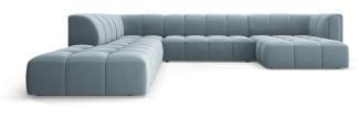 Micadoni Modulares Panorama Ecksofa Serena 7-Sitzer Samtstoff, Hellblau, Links